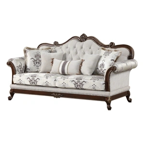 Galaxy Home Furnishings Gloria Button Tufted Fabric Sofa, Silver