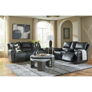 Ashley Furniture Glossmore Leather/PVC Reclining Living Set, Black