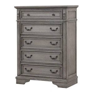Galaxy Home Furnishings Grace 5-Drawer Wood Veneer Chest, Gray