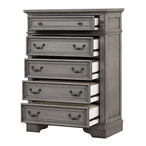 Galaxy Home Furnishings Grace 5-Drawer Wood Veneer Chest, Gray