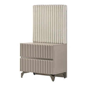 J&M Furniture Grace Fabric/Wood Bedroom Set, Grey/White