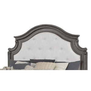 Galaxy Home Furnishings Grace Queen Size Bed with Fabric Upholstered Headboard, Gray
