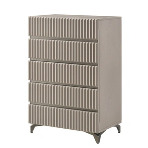 J&M Furniture Grace Wood Chest w/5 Drawers, Grey