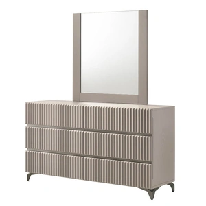 J&M Furniture Grace Wood Dresser w/6 Drawers & Mirror, Grey