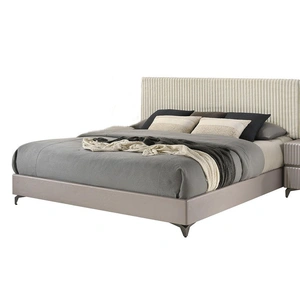 J&M Furniture Grace Fabric/Wood Bedroom Set, Grey/White