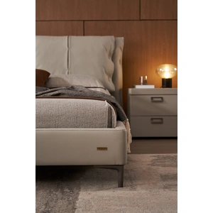 Beverly Hills Furniture Grace Faux Leather 2-Drawer Ceramic Top Night Stand