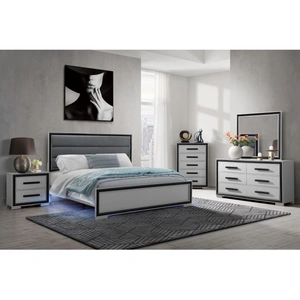 Global Furniture USA Amelia Wood Veneer Mirror, Grey/Black