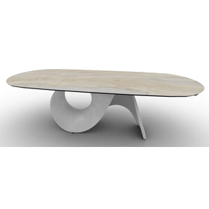 Calligaris Seashell W98.4-inch Ceramic/Cement Customizable Oval Dining Table