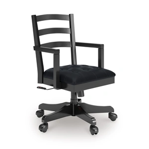Ashley Furniture Wildenauer Wood/Fabric Home Office Swivel Desk Chair, Black