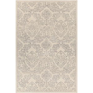 Chandra Hailee Wool Rectangular Hand-tufted Rug, Ivory/Grey
