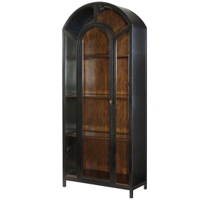 Hammary Hidden Treasures Wood/Metal Apothecary Cabinet w/Door, Brown/Black