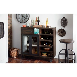 Hammary Hidden Treasures Wood Bar Trolley w/2 Doors & Drawer