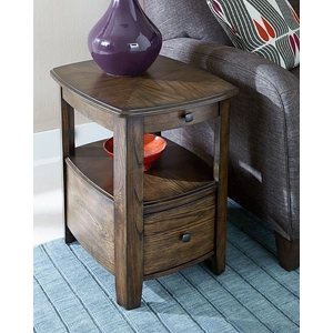 Hammary Primo Rectangular Wood Chairside Table w/2 Drawers, Graphite Brown