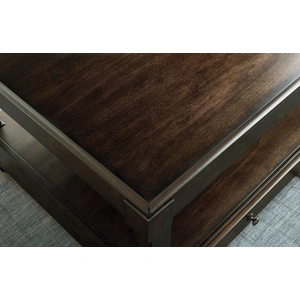Hammary Halsey Wood Rectangular Lift Top Cocktail Table w/2 Drawers, Dark Rich Coffee Brown