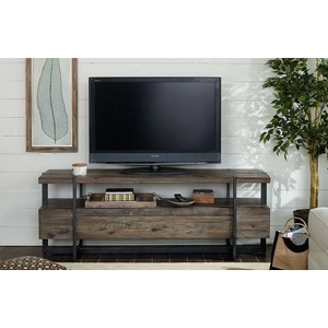 Hammary Modern Timber Wood Entertainment Console, Natural/Dark Pewter