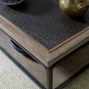 Hammary Austin Wood/Metal Rectangular Coffee Table Set, Medium Brown/Dark Bronze