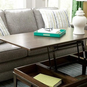Hammary Composite Wood Rectangular Lift Top Coffee Table Set, Rich Espresso/Antique Nickel