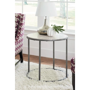 Hammary Modern Basics Round Travertine/Metal End Table