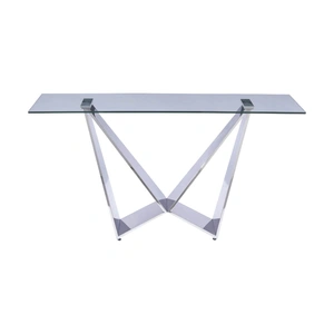 J&M Furniture Harmony Glass Top Console Table with Chrome Base