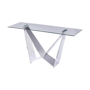 J&M Furniture Harmony Glass Top Console Table with Chrome Base