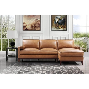 Beverly Hills Furniture Harper Leather/Split L-Shape Sectional Sofa, Saddle