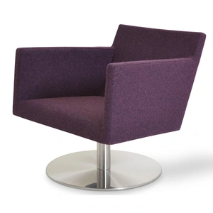 SohoConcept Furniture Harput Leatherette Round Swivel Lounge Armchair