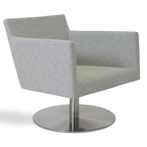 SohoConcept Furniture Harput Leatherette Round Swivel Lounge Armchair