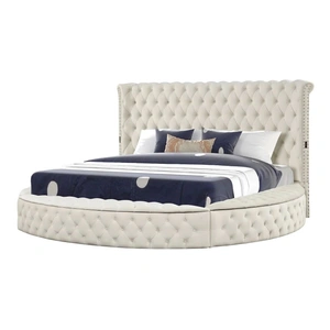 Galaxy Home Furnishings Hazel Fabric Upholstered Storage Bed with USB Ports & Bluetooth Speakers
