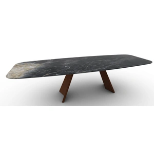 Calligaris Icaro W118.1-inch Ceramic/Wood Customizable Elliptical Dining Table