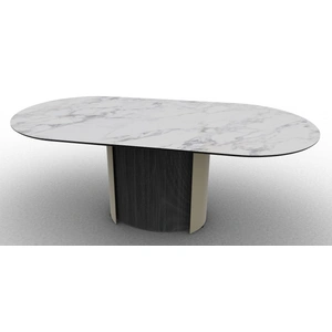 Calligaris Yoroi W78.7-inch Ceramic/Metal/Wood Customizable Oval Dining Table
