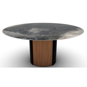 Calligaris Yoroi W55.1-inch Ceramic/Metal/Wood Customizable Round Dining Table