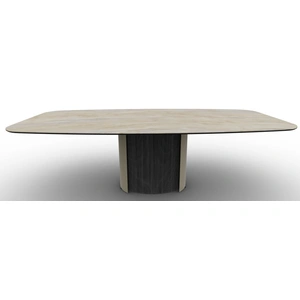 Calligaris Yoroi W98.4-inch Ceramic/Metal/Wood Customizable Elliptical Dining Table