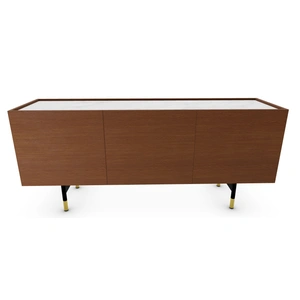 Calligaris Horizon Ceramic/Wood/Metal Customizable Sideboard w/3 Doors & Metal Feet