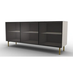 Calligaris Universal Ceramic/Wood Customizable Sideboard w/3 Glass Doors & Metal Feet
