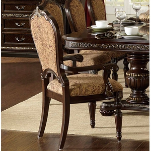 Homelegance Russian Hill Classic Fabric/Wood Dining Arm Chair, Cherry/Brown (Set of 2)