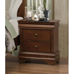 Homelegance Abbeville Wood/Wood Veneer Nightstand with Hidden Drawer, Brown Cherry
