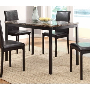 Homelegance Tempe Classic Rectangular Faux Marble/Metal Dining Table, Dark Brown/Black