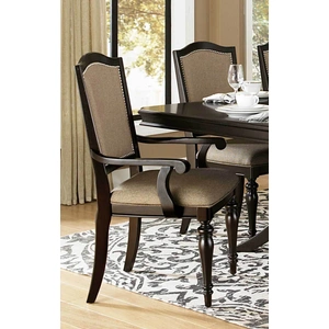 Homelegance Marston Classic Fabric/Wood Dining Arm Chair, Dark Cherry/Beige (Set of 2)