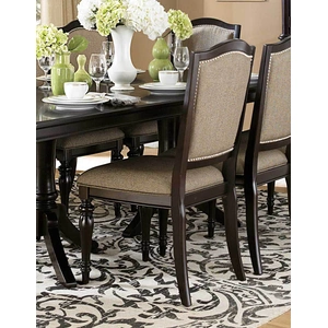 Homelegance Marston Classic Fabric/Wood Dining Chair, Dark Cherry/Beige (Set of 2)
