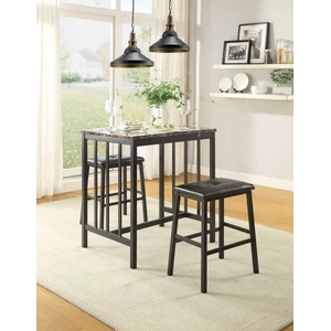 Homelegance Edgar Industrial Counter Dining Room Set (Table + 2 Chairs), Black