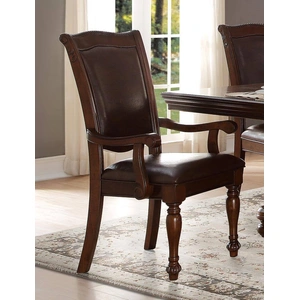 Homelegance Lordsburg Classic Faux Leather/Wood Dining Arm Chair, Brown Cherry/Brown (Set of 2)