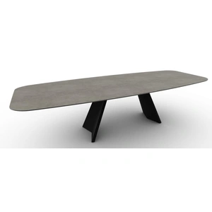 Calligaris Icaro W118.1-inch Ceramic/Wood Customizable Elliptical Dining Table