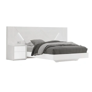 Nordholtz Heike Wood/Wood Veneer Bed w/LED Light, White