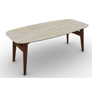 Calligaris Abrey W78.7-inch Ceramic/Wood Customizable Elliptical Dining Table