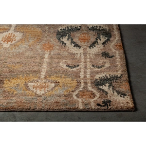 Chandra Hetty Jute Rectangular Hand-knotted Rug, Brown/Black/Gold/Orange