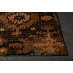 Chandra Hetty Jute Rectangular Hand-knotted Rug, Brown/Black/Taupe/Gold
