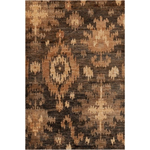 Chandra Hetty Jute Rectangular Hand-knotted Rug, Brown/Black/Taupe/Gold