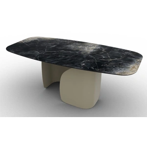 Calligaris Twins W78.7-inch Ceramic/Metal Customizable Elliptical Dining Table