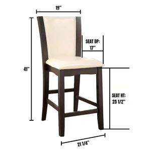 Furniture of America Manhattan III Leatherette Counter Stool with Wood Base, Set of 2, Gray/White