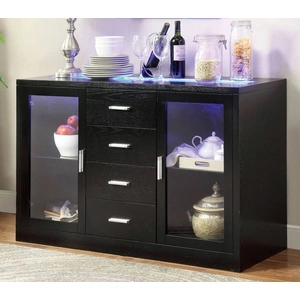Furniture of America Luminar II Wood/Glass LED Counter Height Dining Set, Black